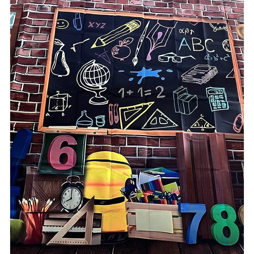 8x6 Ft  School Backdrop Kindergarten Classroom ABC Photo Canvas Pictures Hallway